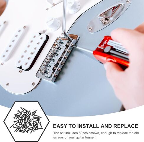 Healifty 50Pcs Guitar Tuner Screws 0.43 Inch Metal Tuning Peg Screws for Electric Acoustic Bass Guitar Machine Heads Replacement Hardware in Saudi Arabia