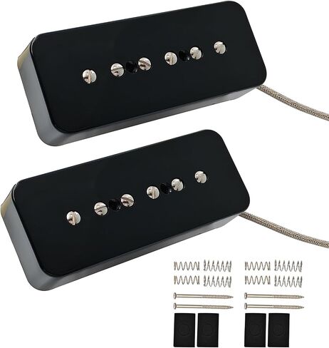 Pro P90-BLA High output Alnico 5 P90 Soapbar Single Coil Pickup for LP SG Electric Guitar Neck Bridge Pickups Set, Black in Saudi Arabia