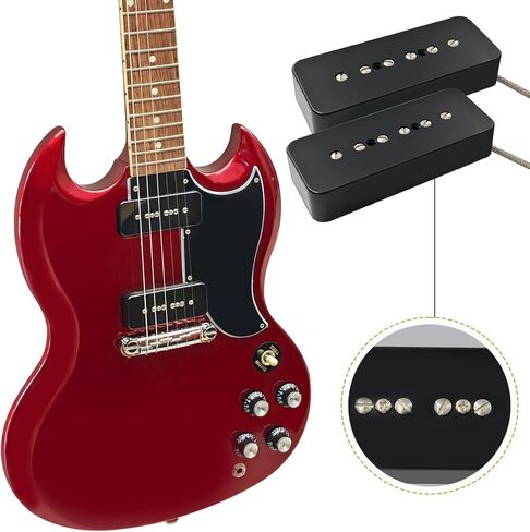 Pro P90-BLA High output Alnico 5 P90 Soapbar Single Coil Pickup for LP SG Electric Guitar Neck Bridge Pickups Set, Black in Saudi Arabia