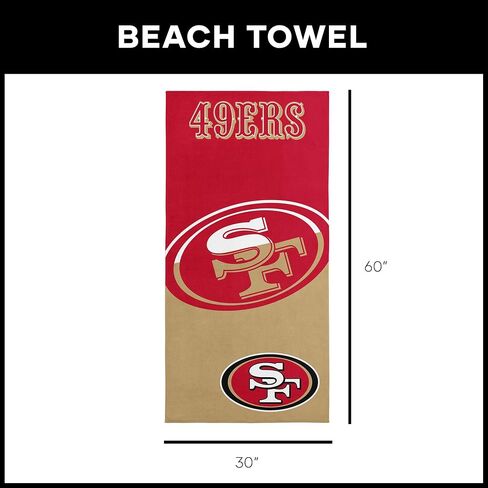 Northwest NFL San Francisco 49ers Microfiber Beach Towel, 30 x 60 Inches – Quick Dry, Sand Resistant, Lightweight, Highly Absorbent, Incisor Design in Saudi Arabia