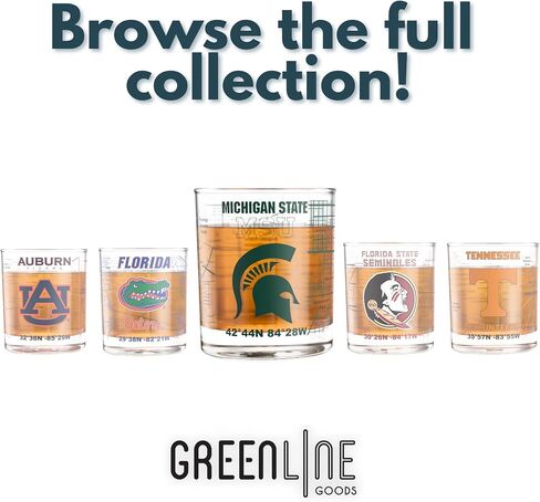 Greenline Goods - كؤوس ويسكي جامعة بتلر بولدوج كوليدج (مجموعة من 2)، 10 أونصة - شعار كامل الألوان + خريطة الحرم الجامعي in Kuwait