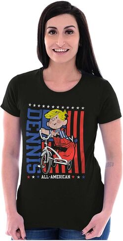 تي شيرت نسائي ذو تصميم نحيف من American Dennis The Menace in Saudi Arabia