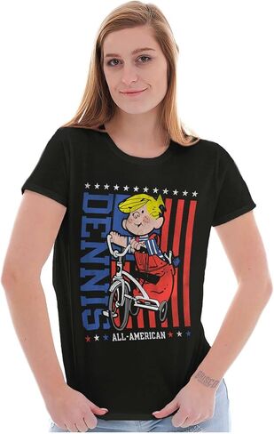 تي شيرت نسائي ذو تصميم نحيف من American Dennis The Menace in Saudi Arabia