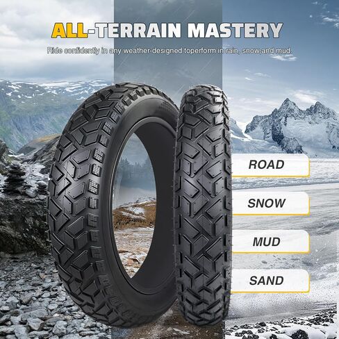 1/2 Pack with Tube/no Tube Fat Tire for Ebike Mountain Bike Heavy Duty High-Performance Wear-Resistant E-Bike Mountain Snow Bike Tire 20" x 4" (Black-1/2 Tires 1/2 Tubes 2levers) in Saudi Arabia