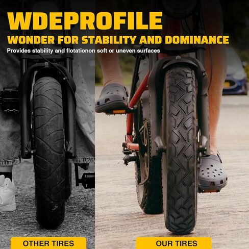 1/2 Pack with Tube/no Tube Fat Tire for Ebike Mountain Bike Heavy Duty High-Performance Wear-Resistant E-Bike Mountain Snow Bike Tire 20" x 4" (Black-1/2 Tires 1/2 Tubes 2levers) in Saudi Arabia