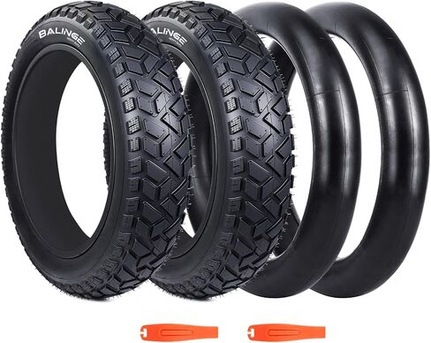 1/2 Pack with Tube/no Tube Fat Tire for Ebike Mountain Bike Heavy Duty High-Performance Wear-Resistant E-Bike Mountain Snow Bike Tire 20" x 4" (Black-1/2 Tires 1/2 Tubes 2levers) in Saudi Arabia