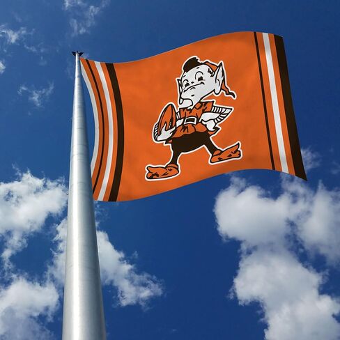 Rico Industries NFL Football Cleveland Browns Retro 3' x 5' Banner Flag Single Sided - Indoor or Outdoor - Home Décor in Saudi Arabia
