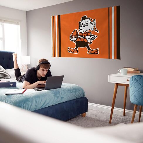 Rico Industries NFL Football Cleveland Browns Retro 3' x 5' Banner Flag Single Sided - Indoor or Outdoor - Home Décor in Saudi Arabia
