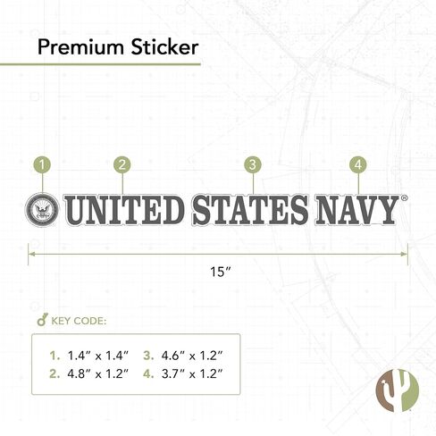 Desert Cactus United States Navy US Name Logo Vinyl Decal Laptop Water Bottle Car Scrapbook (15 Inch Sticker) in Saudi Arabia