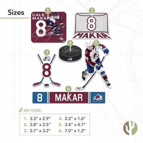 Desert Cactus Colorado Avalanche Sticker Team NHL National Hockey League Player Vinyl Decal Laptop Water Bottle Car Scrapbook (Type P2 - Cale Makar) in Saudi Arabia