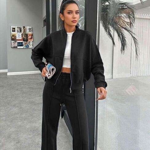 بدلة رياضية نسائية مكونة من قطعتين، أطقم للنساء 2025 بدلة رياضية مكونة من قطعتين سويت شيرت، مجموعات تمرين للنساء in Kuwait