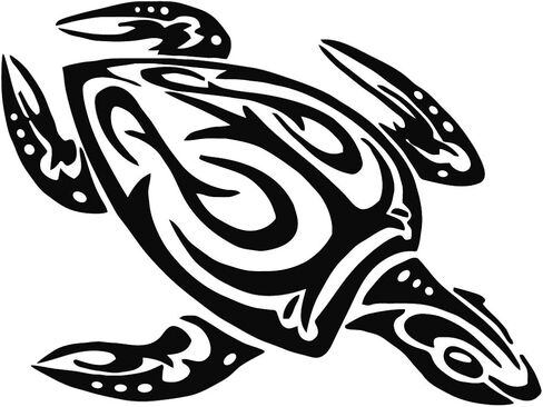 Sea Turtle Tribal Water Monster Vinyl Window Decal Sticker Honu Black in Kuwait