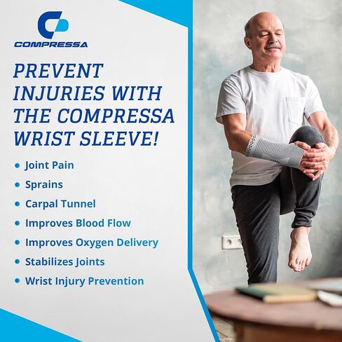 Compressa Wrist Compression Sleeve for Women & Men - Non-Slip Support for Joint Pain, Muscle Recovery, Arthritis, and Injury Relief in Kuwait