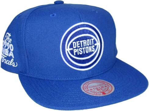 Mitchell & Ness Detroit Pistons The 1990 NBA Finals Snapback Adjustable Hat Cap - Blue in Saudi Arabia