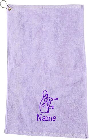Personalized Cotton Bowling Towel with Embroidered Name with Clip (Pink - Embroidered Name) in Saudi Arabia