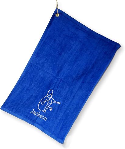 Personalized Cotton Bowling Towel with Embroidered Name with Clip (Pink - Embroidered Name) in Saudi Arabia