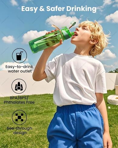 Sport Water Bottle 32oz with 2-in-1 Mist & Sip Function - Large BPA-Free Reusable, Leak-Proof, Silicone Spout Cover & Wide Mouth for Gym,School,Camp,Travel,Outdoor Women Kids - Purple in Saudi Arabia