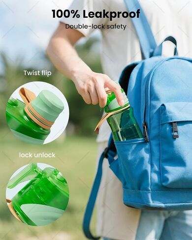 Sport Water Bottle 32oz with 2-in-1 Mist & Sip Function - Large BPA-Free Reusable, Leak-Proof, Silicone Spout Cover & Wide Mouth for Gym,School,Camp,Travel,Outdoor Women Kids - Purple in Saudi Arabia