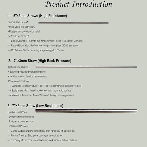 مجموعة أدوات التدريب الصوتي على شكل مصاصة غناء - أداة SOVT مكونة من 4 ماصات معدنية مع فرشاة تنظيف وأنبوب سفر من الخيزران، مدرب صوتي للغناء والتدريب الصوتي/المساعدة العلاجية، محمول للمطربين ومكبرات الصوت والمدربين in Kuwait
