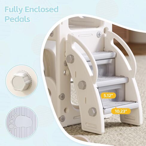 8 in 1 Toddler Slide, Outdoor Indoor Playset for Kids Baby Age 1-3, Childs Climber Slide with Storage Space and Non-Slip Steps, Basketball Hoopa and Telescope, Grey & White in Kuwait