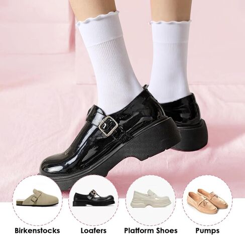 Women's Crew Socks Ruffle Turn-Cuff and Cute Ruffle Ankle Socks Soft Breathable Stretch for Casual Available in 1 2 3 Pairs in Saudi Arabia