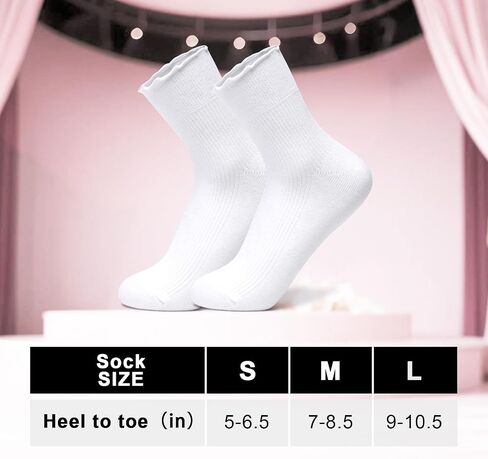 Women's Crew Socks Ruffle Turn-Cuff and Cute Ruffle Ankle Socks Soft Breathable Stretch for Casual Available in 1 2 3 Pairs in Saudi Arabia