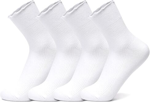 Women's Crew Socks Ruffle Turn-Cuff and Cute Ruffle Ankle Socks Soft Breathable Stretch for Casual Available in 1 2 3 Pairs in Saudi Arabia