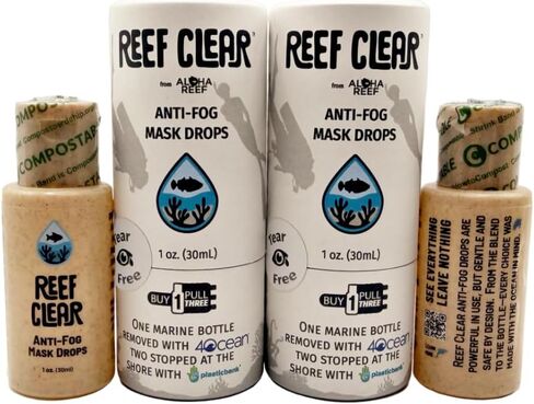 (2-Pack) Powerful Anti-Fog Mask Drops Supporting 3X Plastic Clean-Up for Each Bottle. Tear-Free, Plant-Sourced, Reef-Safe, in a Bio-Plastic Bottle for Snorkeling, Scuba Diving, and More. in Saudi Arabia