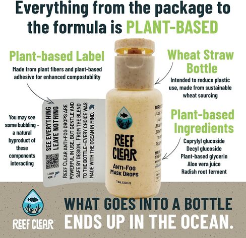 (2-Pack) Powerful Anti-Fog Mask Drops Supporting 3X Plastic Clean-Up for Each Bottle. Tear-Free, Plant-Sourced, Reef-Safe, in a Bio-Plastic Bottle for Snorkeling, Scuba Diving, and More. in Saudi Arabia