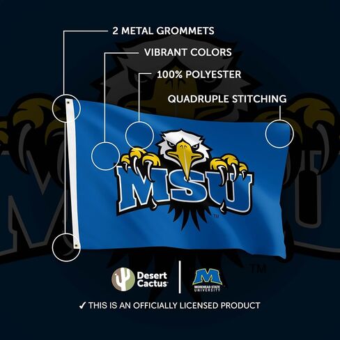 Desert Cactus Morehead State University MSU Flag - 3 x 5 Feet Eagles Banner, Indoor/Outdoor Durable Fabric, 100% Polyester Design (Style 5a) in Saudi Arabia