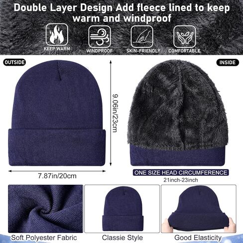 2 Pcs Winter Beanie Hat Touchscreen Gloves Set, Knit Fleece Lined Beanie Skull Cap Gloves for Men and Women in Saudi Arabia
