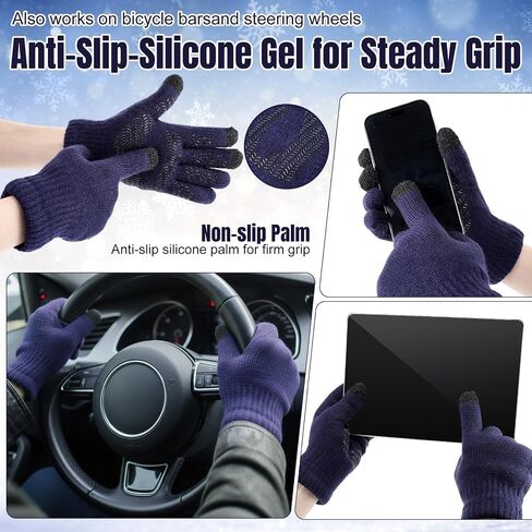 2 Pcs Winter Beanie Hat Touchscreen Gloves Set, Knit Fleece Lined Beanie Skull Cap Gloves for Men and Women in Saudi Arabia
