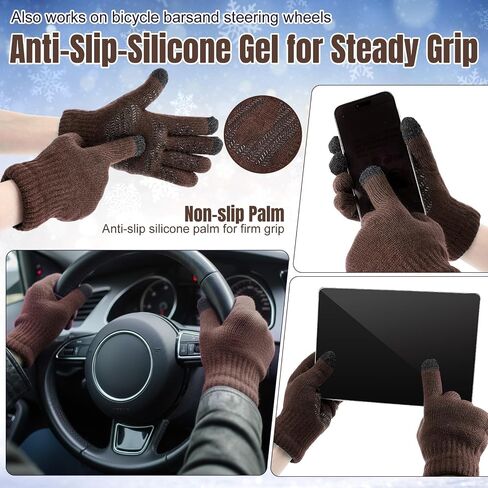 2 Pcs Winter Beanie Hat Touchscreen Gloves Set, Knit Fleece Lined Beanie Skull Cap Gloves for Men and Women in Saudi Arabia