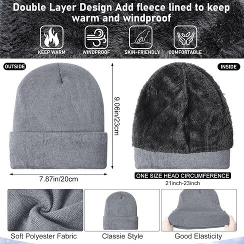 2 Pcs Winter Beanie Hat Touchscreen Gloves Set, Knit Fleece Lined Beanie Skull Cap Gloves for Men and Women in Saudi Arabia