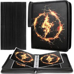 غلاف بطاقات جامبو متوافق مع بطاقات بوكيمون XL الكبيرة، مجلد بطاقات تداول بسحاب 100 جيب، تخزين حامل بطاقات كبير الحجم QUBAMG مقاس 5.7 بوصة × 7.9 بوصة، مجلد بطاقات ألبوم جامعي من البولي يوريثان ثلاثي الحلقات، أسود فاتح in Kuwait