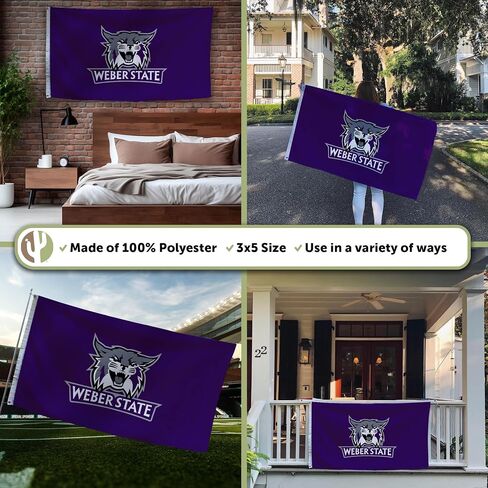 Desert Cactus Weber State University WSU Flag - 3 x 5 Feet Wildcats Banner, Indoor/Outdoor Durable Fabric, 100% Polyester Design (Style 1) in Saudi Arabia