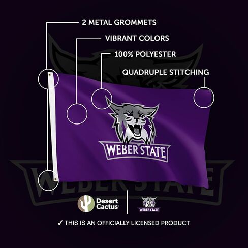 Desert Cactus Weber State University WSU Flag - 3 x 5 Feet Wildcats Banner, Indoor/Outdoor Durable Fabric, 100% Polyester Design (Style 1) in Saudi Arabia