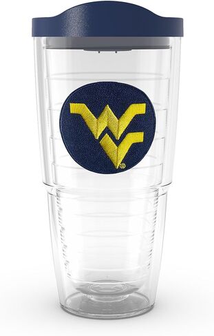 كوب Tervis مصنوع في الولايات المتحدة الأمريكية بجدار مزدوج معزول لجامعة ويست فيرجينيا ماونتينيرز يحافظ على المشروبات باردة وساخنة، 24oz، الشعار الأساسي in Kuwait