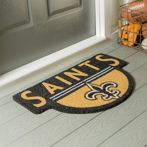 Team Sports America Officially Licensed NFL Fan Gear New Orleans Saints, Shaped Coir Door Mat Floor Mat Sports Accessories and Gift for Home Office and Fan Cave in Saudi Arabia