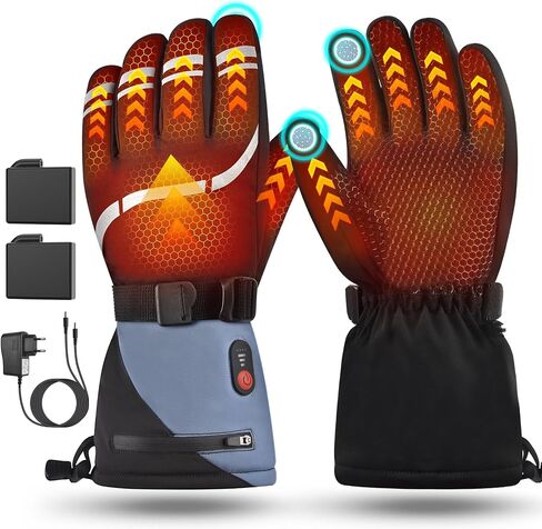 Heated Gloves for Women Men, 3 Heating Levels Hand Warmers Rechargeable with Touchscreen, 7.4V/3200mAh Battery Windproof & Waterproof Electric Winter Gloves for Motorcycle Ski Camping in Saudi Arabia