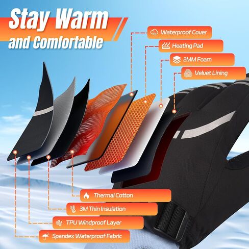 Heated Gloves for Women Men, 3 Heating Levels Hand Warmers Rechargeable with Touchscreen, 7.4V/3200mAh Battery Windproof & Waterproof Electric Winter Gloves for Motorcycle Ski Camping in Saudi Arabia