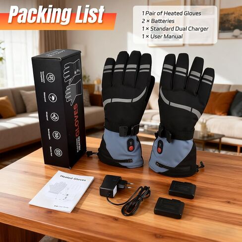 Heated Gloves for Women Men, 3 Heating Levels Hand Warmers Rechargeable with Touchscreen, 7.4V/3200mAh Battery Windproof & Waterproof Electric Winter Gloves for Motorcycle Ski Camping in Saudi Arabia