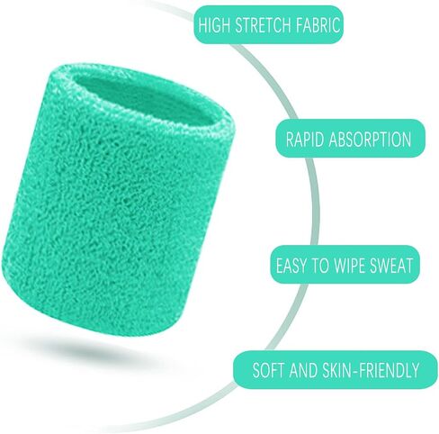 6 Pairs Sports Wristbands, JEMLYD Wrist Sweatbands for Men & Women, Stretchy & Sweat Absorbing Cotton Terry,Perfect for Basketball, Football, Tennis, Soccer, Running & Working Out(Multicolored) in Saudi Arabia