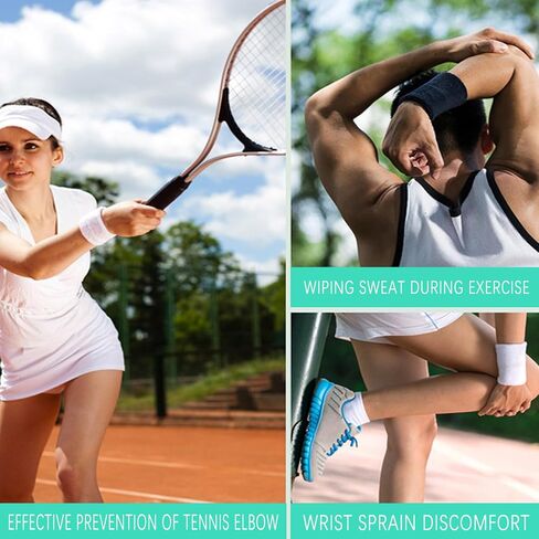 6 Pairs Sports Wristbands, JEMLYD Wrist Sweatbands for Men & Women, Stretchy & Sweat Absorbing Cotton Terry,Perfect for Basketball, Football, Tennis, Soccer, Running & Working Out(Multicolored) in Saudi Arabia