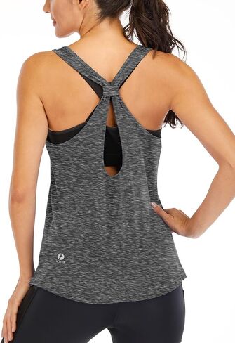 Workout Tank Tops for Women Yoga Tops Loose fit Backless Muscle Racerback Summer Gym Running Dark Gray XL in Saudi Arabia