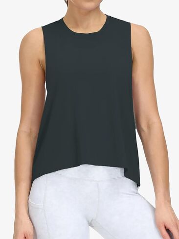 Women's Sleeveless Tank Tops Loose Fit Open Cross Back Workout Yoga Shirts with Wide Armholes in Saudi Arabia