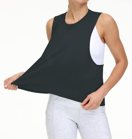 Women's Sleeveless Tank Tops Loose Fit Open Cross Back Workout Yoga Shirts with Wide Armholes in Saudi Arabia