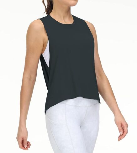 Women's Sleeveless Tank Tops Loose Fit Open Cross Back Workout Yoga Shirts with Wide Armholes in Saudi Arabia