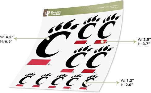 Desert Cactus University of Cincinnati Sticker Bearcats UC Vinyl Decals Laptop Water Bottle Car Scrapbook T3 (Type 3-1) in Saudi Arabia