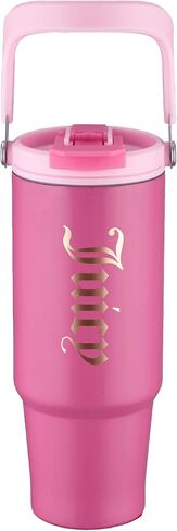 كوب Juicy Couture Flip Fusion Hydration سعة 40 أونصة من الفولاذ المقاوم للصدأ مع مقبض قلاب، وردي فاقع in Kuwait